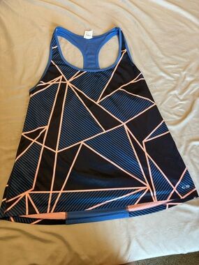 Champion Women's Racerback Tank Top - Black with Blue and Pink Geometric Print